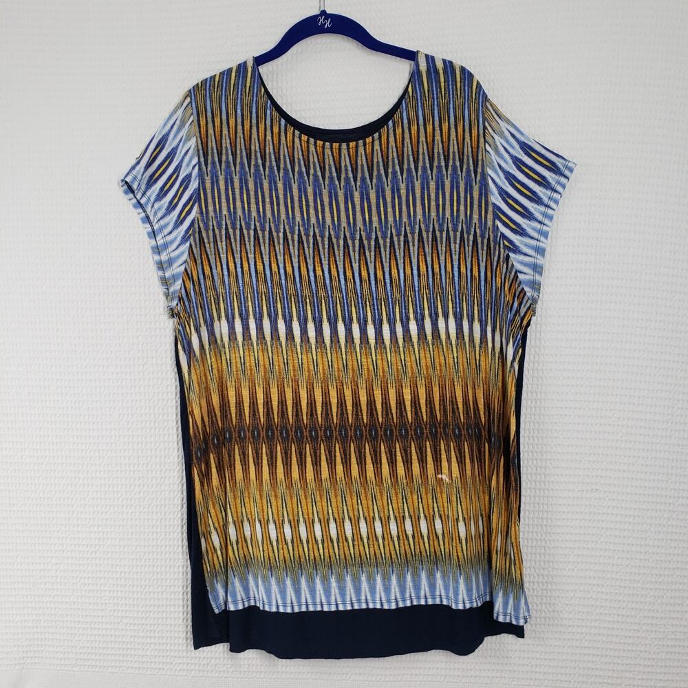 Dress Barn Top Womens 2X Blue Tie Dye Casual Bohemian Casual Summer Hippie Beach